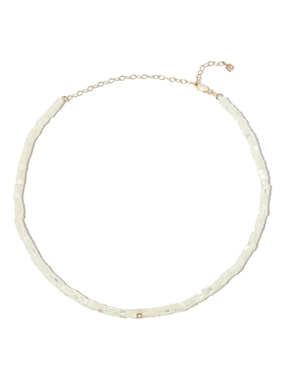 Shop Sydney Evan 14kt Yellow Gold Mother-of-pearl And Diamond Necklace