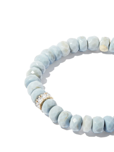 Shop Sydney Evan 14kt Yellow Gold Opal And Diamond Bracelet