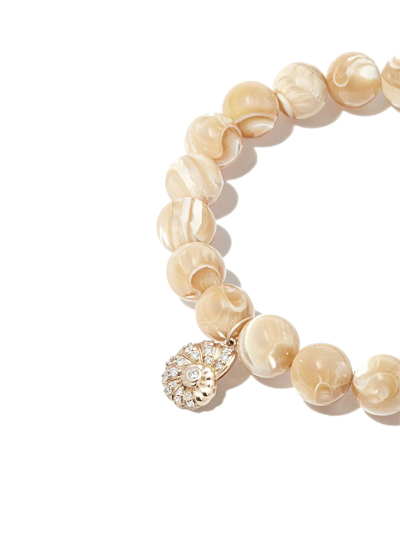 Sydney Evan 14k Yellow Gold Shell Mother Of Pearl Diamond Beaded Bracelet In Gold