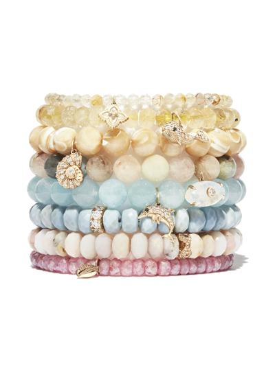 Sydney Evan 14k Yellow Gold Shell Mother Of Pearl Diamond Beaded Bracelet In Gold