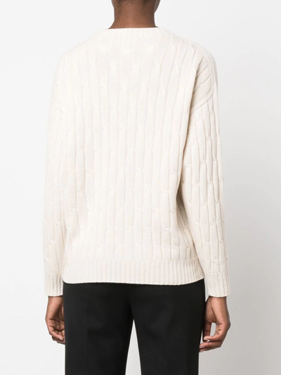 Shop Peserico Ribbed Wool-blend Jumper In Neutrals