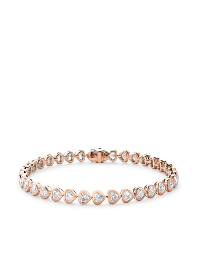 Pragnell 18kt Rose Gold Heart Shaped Diamond Line Bracelet In Pink