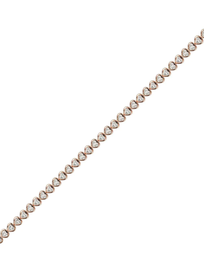 Shop Pragnell 18kt Rose Gold Heart Shaped Diamond Line Bracelet In Pink