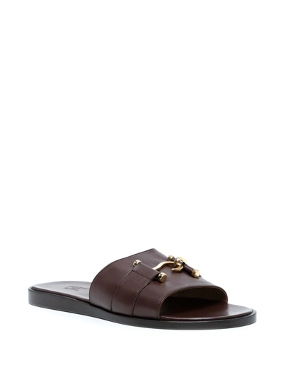 Shop Edhen Milano Horsebit-detail Leather Sandals In Brown