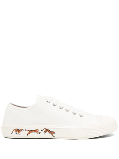 Shop Kenzo Tiger-print Low-top Sneakers In White