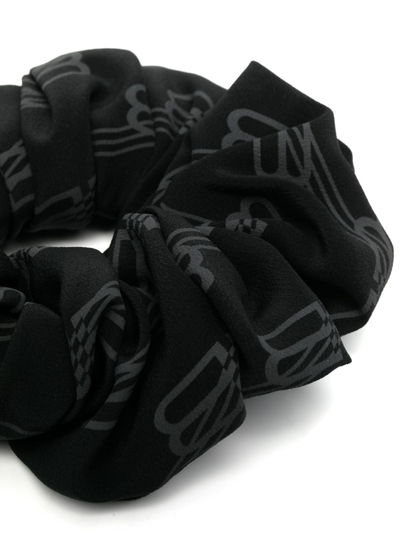 Shop Balenciaga Xxl Monogram Silk Hair Scrunchie In Black