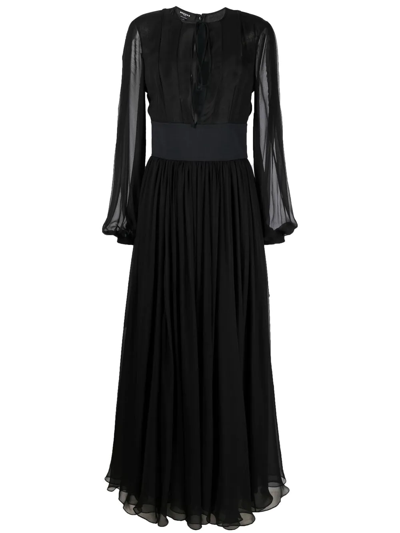 Shop Rochas Sheer Front Tie-fastening Gown In Black