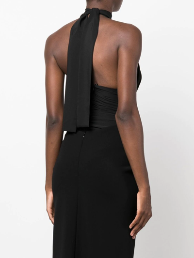 Magda Butrym Cutout Embellished Stretch-crepe Halterneck Bodysuit In Black