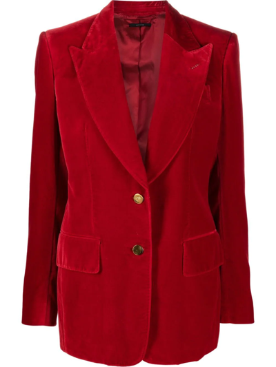 Shop Tom Ford Single-breasted Cotton-velvet Blazer In Red