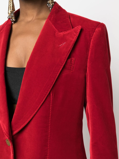 Shop Tom Ford Single-breasted Cotton-velvet Blazer In Red
