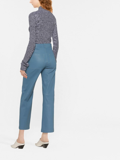 Shop Arma Cropped Leather Trousers In Blue