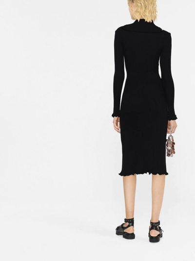 Shop Rabanne Ribbed-knit Midi Dress In Black