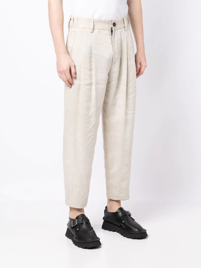 Shop Ziggy Chen Cropped Tapered-leg Trousers In White