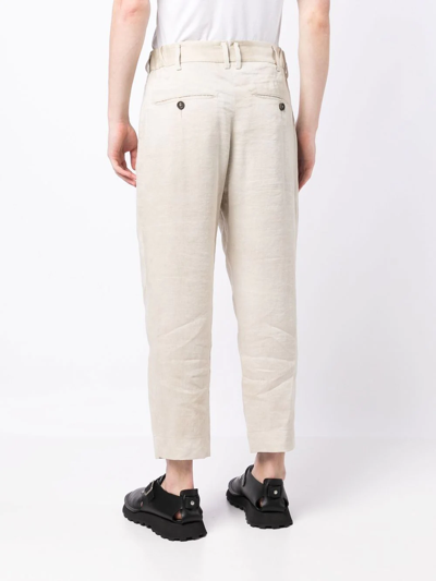 Shop Ziggy Chen Cropped Tapered-leg Trousers In White