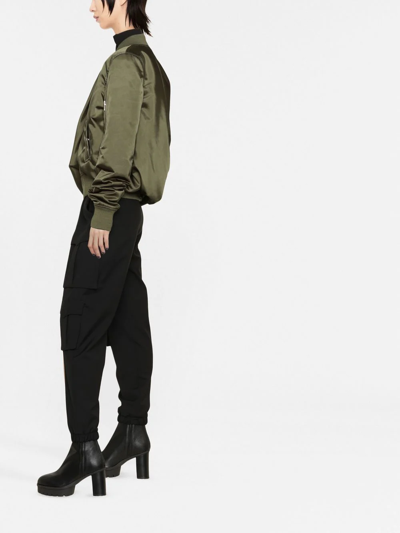 Shop Rick Owens Asymmetric Bomber Jacket In Green