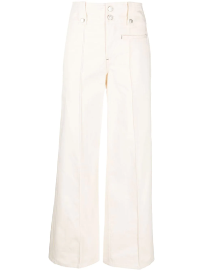 Shop Isabel Marant Seam-detail Wide-leg Trousers In Neutrals