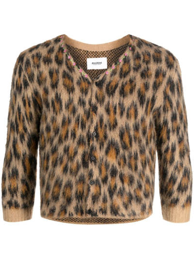 Shop Doublet Leopard-print Knitted Jumper In Neutrals