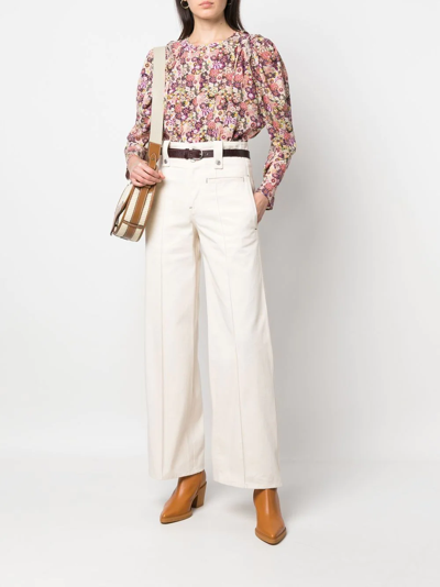 Shop Isabel Marant Seam-detail Wide-leg Trousers In Neutrals