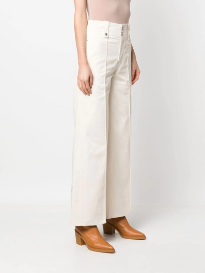Shop Isabel Marant Seam-detail Wide-leg Trousers In Neutrals