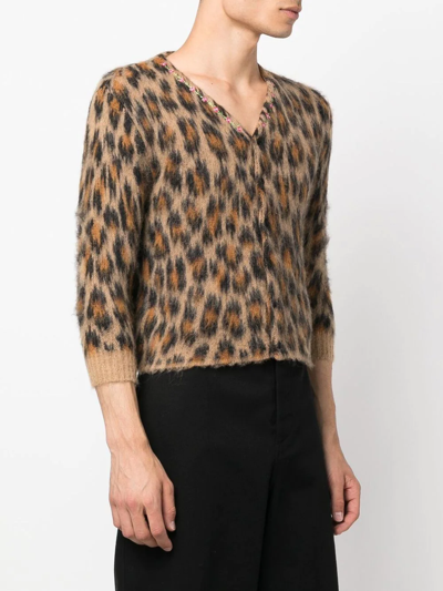 Shop Doublet Leopard-print Knitted Jumper In Neutrals
