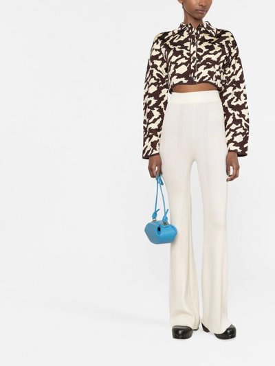 Shop Nanushka Animal-print Cropped Jacket In Neutrals