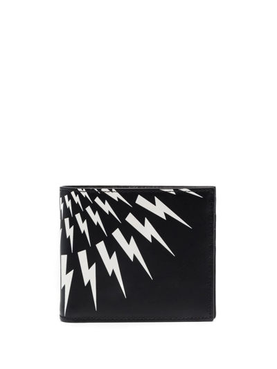 Shop Neil Barrett Thunderbolt Bi-fold Leather Wallet In Black