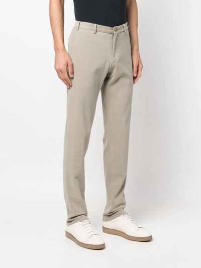Canali Kei Slim-fit Tapered Stretch-cotton Twill Suit Trousers In Neutrals