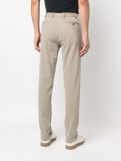 Canali Kei Slim-fit Tapered Stretch-cotton Twill Suit Trousers In Neutrals