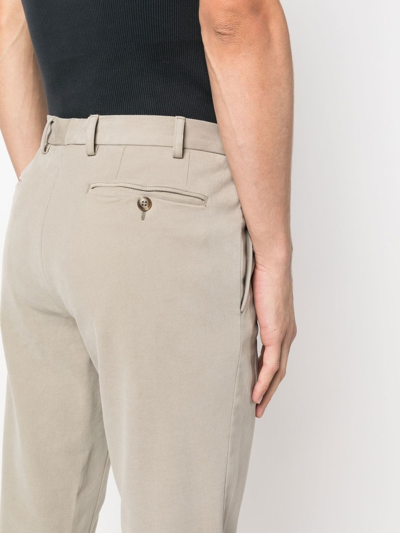 Canali Kei Slim-fit Tapered Stretch-cotton Twill Suit Trousers In Neutrals