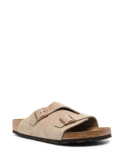 Birkenstock Zurich Double-strap Leather Slides In Neutrals