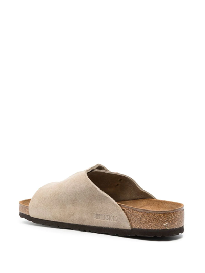 Birkenstock Zurich Double-strap Leather Slides In Neutrals