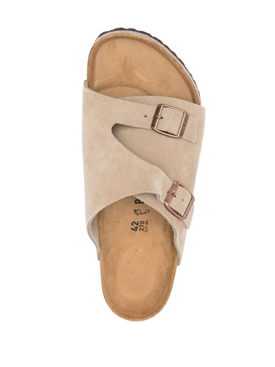 Birkenstock Zurich Double-strap Leather Slides In Neutrals