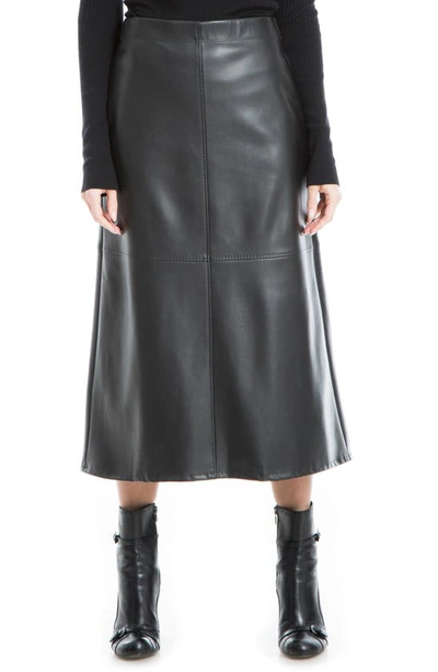 Maxstudio Faux Leather A-line Skirt In Black