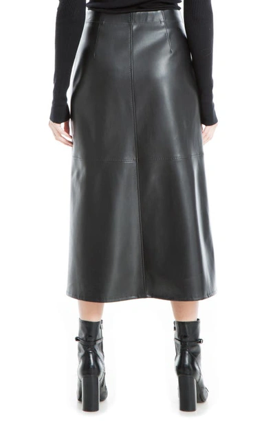 Maxstudio Faux Leather A-line Skirt In Black