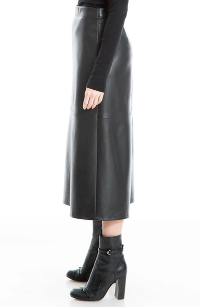 Maxstudio Faux Leather A-line Skirt In Black