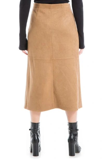 Maxstudio Faux Suede A-line Midi Skirt In Vicuna