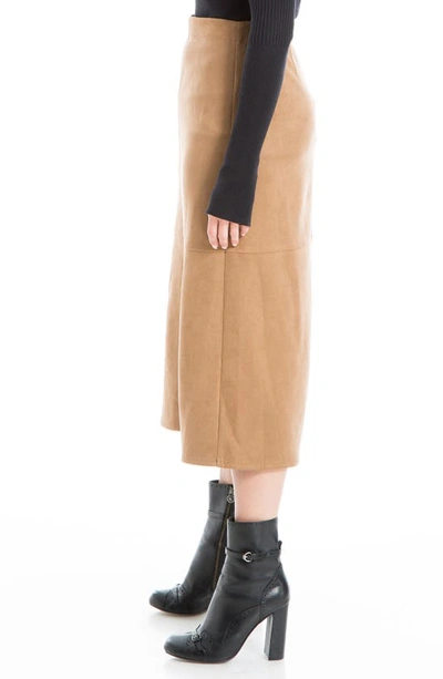 Maxstudio Faux Suede A-line Midi Skirt In Vicuna