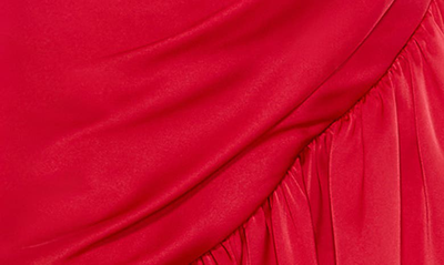 Shop Ieena For Mac Duggal Wrap Front Satin Cocktail Dress In Rusty Red