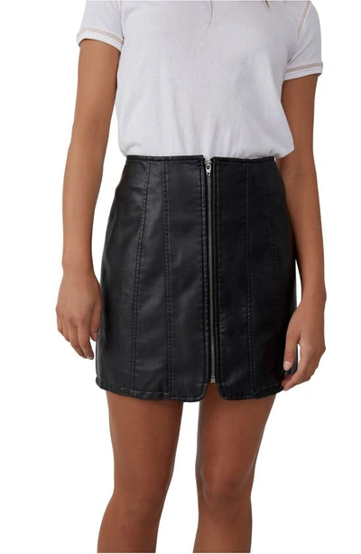 Shop Free People Layla Faux Leather Miniskirt In Black