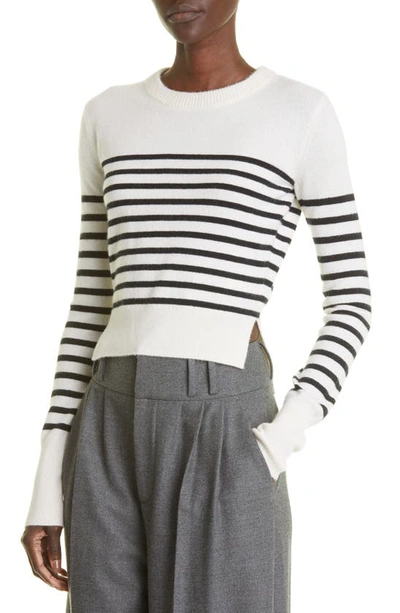 Shop Altuzarra Camarina Stripe Cashmere Sweater In Ntrl White/ Black