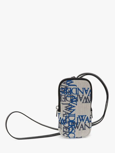Shop Jw Anderson Logo Canvas Phone Pouch With Strap In Neutrals