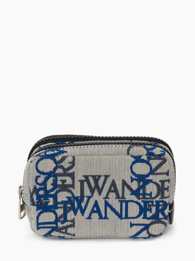 Shop Jw Anderson Small Logo Canvas Double Zip Pouch In Grey