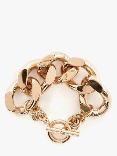 Shop Jw Anderson Oversized Logo Grid Chain Bracelet In Gold