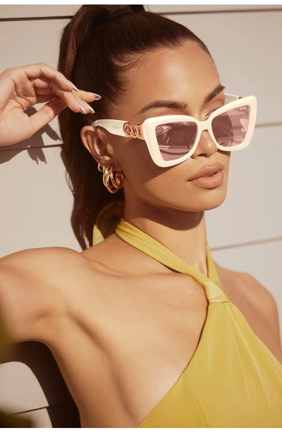 Quay X Love Island Chain Reaction 48mm Cat Eye Sunglasses In Pearl Rose ModeSens
