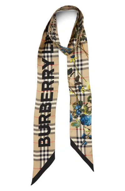 Burberry Vintage Check Floral Silk Twilly Scarf In 典藏米色 | ModeSens