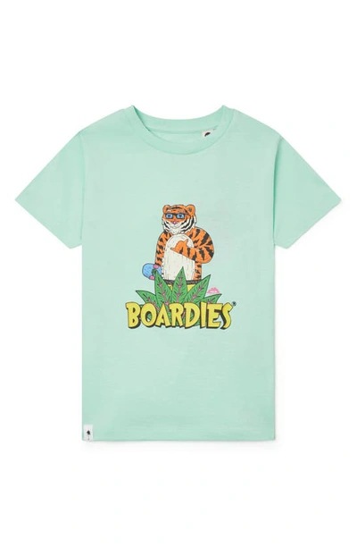 Shop Boardies Kids' Tiger Logo Cotton Graphic Tee In Green