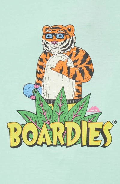 Shop Boardies Kids' Tiger Logo Cotton Graphic Tee In Green