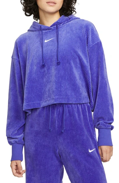 Nike Sportswear Women's Velour Cropped Pullover Hoodie.