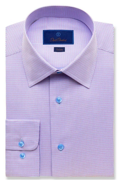 Shop David Donahue Trim Fit Cotton Dress Shirt In Blue/ Berry