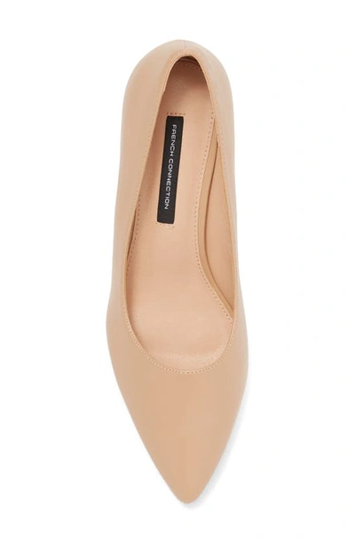 Shop French Connection Almond Toe Mid Heel Pump In Nude